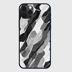 Чехол для iPhone 12 Pro Max Зимник - камуфляж зимний косой, цвет: 3D-черный