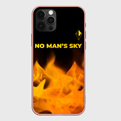 Чехол для iPhone 12 Pro Max No Mans Sky - gold gradient: символ сверху, цвет: 3D-светло-розовый