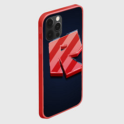Чехол для iPhone 12 Pro Max Roblox red - Роблокс полосатый логотип, цвет: 3D-красный — фото 2