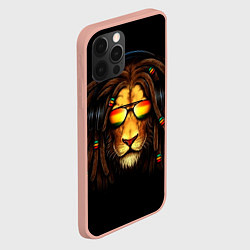 Чехол для iPhone 12 Pro Max Лев в наушниках с дредами, цвет: 3D-светло-розовый — фото 2