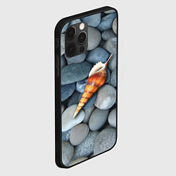 Чехол для iPhone 12 Pro Max Одинокая ракушка среди морских камней, цвет: 3D-черный — фото 2