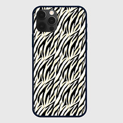 Чехол для iPhone 12 Pro Max Тигровый полосатый узор-черные, бежевые полосы на, цвет: 3D-черный