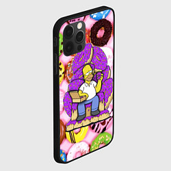 Чехол для iPhone 12 Pro Max Гомер Симпсон в окружении пончиков, цвет: 3D-черный — фото 2