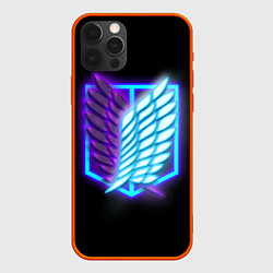 Чехол для iPhone 12 Pro Max Attack on Titan neon logo, цвет: 3D-красный