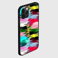Чехол для iPhone 12 Pro Max Абстрактный многоцветный неоновый узор, цвет: 3D-черный — фото 2