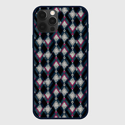 Чехол для iPhone 12 Pro Max Классический ромбовидный текстурированный узор на, цвет: 3D-черный