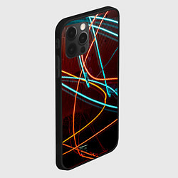 Чехол для iPhone 12 Pro Max Неоновые лучи на тёмной поверхности, цвет: 3D-черный — фото 2