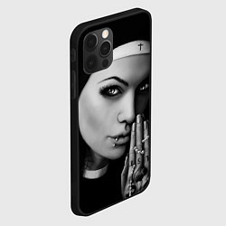 Чехол для iPhone 12 Pro Max Готическая монашка с татуировкой Страсть, цвет: 3D-черный — фото 2