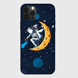 Чехол для iPhone 12 Pro Max Космонавт на луне, цвет: 3D-черный