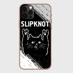 Чехол для iPhone 12 Pro Max Группа Slipknot и рок кот, цвет: 3D-светло-розовый