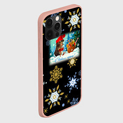 Чехол для iPhone 12 Pro Max Новый год ёжик и корзинка, цвет: 3D-светло-розовый — фото 2