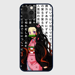 Чехол для iPhone 12 Pro Max Незуко - Клинок рассекающий демонов - иероглифы, цвет: 3D-черный