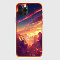 Чехол для iPhone 12 Pro Max Закатное солнце в облаках, цвет: 3D-красный