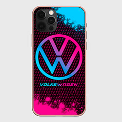 Чехол для iPhone 12 Pro Max Volkswagen - neon gradient, цвет: 3D-светло-розовый