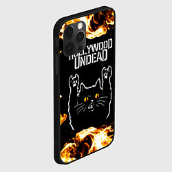 Чехол для iPhone 12 Pro Max Hollywood Undead рок кот и огонь, цвет: 3D-черный — фото 2