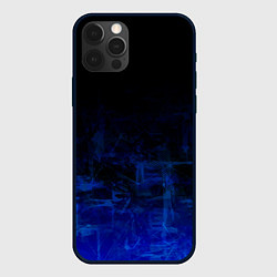 Чехол для iPhone 12 Pro Max Однотонный черный и темно синий гранжевый градиент, цвет: 3D-черный