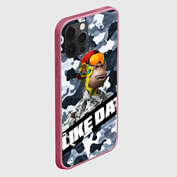 Чехол для iPhone 12 Pro Max Камуфляж обезьяна в горнолыжных очках like dat, цвет: 3D-малиновый — фото 2