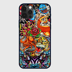 Чехол для iPhone 12 Pro Max Красочная иллюстрация, цвет: 3D-черный