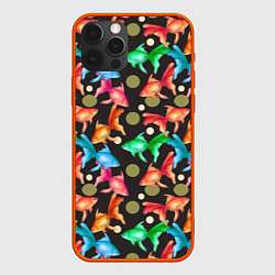 Чехол для iPhone 12 Pro Max Разноцветные рыбы паттерн, цвет: 3D-красный