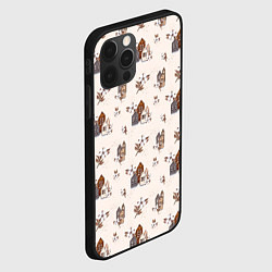 Чехол для iPhone 12 Pro Max Хюгге паттерн с домиками и цветами хлопка, цвет: 3D-черный — фото 2