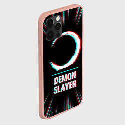 Чехол для iPhone 12 Pro Max Символ Demon Slayer в стиле glitch на темном фоне, цвет: 3D-светло-розовый — фото 2