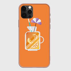 Чехол для iPhone 12 Pro Max Апельсиновый сок - Оранжевая версия, цвет: 3D-светло-розовый