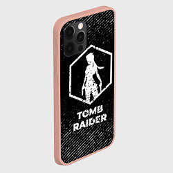 Чехол для iPhone 12 Pro Max Tomb Raider с потертостями на темном фоне, цвет: 3D-светло-розовый — фото 2