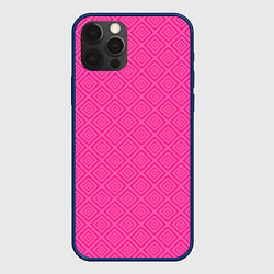 Чехол для iPhone 12 Pro Max Розовый орнамент из квадратиков, цвет: 3D-тёмно-синий