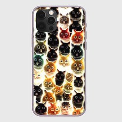Чехол для iPhone 12 Pro Max Паттерн-котики, цвет: 3D-серый