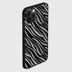 Чехол для iPhone 12 Pro Max Полосатый черно-серый узор Зебра, цвет: 3D-черный — фото 2
