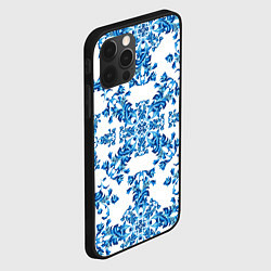 Чехол для iPhone 12 Pro Max Гжель узор цветы, цвет: 3D-черный — фото 2