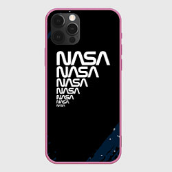 Чехол для iPhone 12 Pro Max Nasa надпись, цвет: 3D-малиновый