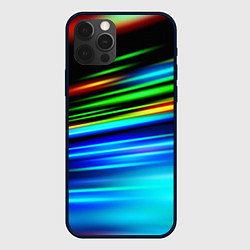 Чехол для iPhone 12 Pro Max Абстрактные неоновые полосы, цвет: 3D-черный