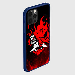 Чехол для iPhone 12 Pro Max Cyberpunk 2077 - Логотип в огне, цвет: 3D-тёмно-синий — фото 2