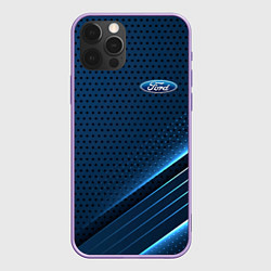 Чехол для iPhone 12 Pro Max Ford Абстракция карбон, цвет: 3D-сиреневый