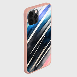 Чехол для iPhone 12 Pro Max Акварельные полосы, цвет: 3D-светло-розовый — фото 2