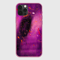 Чехол для iPhone 12 Pro Max Розово-фиолетовый абстрактный фон и краски, цвет: 3D-малиновый