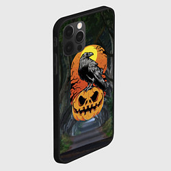 Чехол для iPhone 12 Pro Max Ворон, сидящий на тыкве - Halloween, цвет: 3D-черный — фото 2