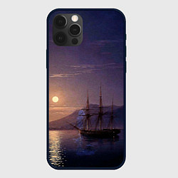 Чехол для iPhone 12 Pro Max Парусник у берегов Крыма в лунную ночь Айвазовский, цвет: 3D-черный