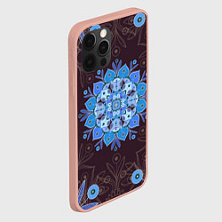 Чехол для iPhone 12 Pro Max Мандала-цветок Голубая снежинка, цвет: 3D-светло-розовый — фото 2