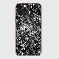 Чехол для iPhone 12 Pro Max Стальные узоры, цвет: 3D-серый