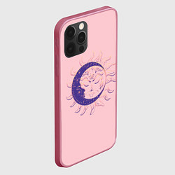 Чехол для iPhone 12 Pro Max Спящие солнце и месяц в стиле модерн, цвет: 3D-малиновый — фото 2