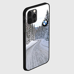 Чехол для iPhone 12 Pro Max BMW - зимняя дорога через лес, цвет: 3D-черный — фото 2