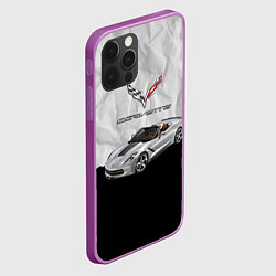 Чехол для iPhone 12 Pro Max Chevrolet Corvette - motorsport, цвет: 3D-сиреневый — фото 2
