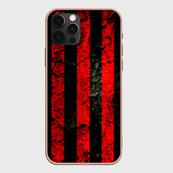 Чехол iPhone 12 Pro Max Красно-черный фон в полоску