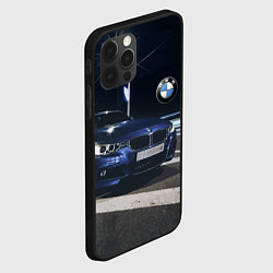 Чехол для iPhone 12 Pro Max BMW на ночной трассе, цвет: 3D-черный — фото 2