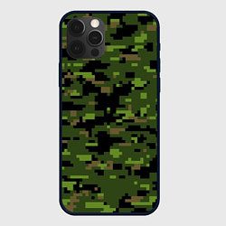 Чехол для iPhone 12 Pro Max Камуфляж лесной пиксель, цвет: 3D-черный