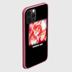 Чехол для iPhone 12 Pro Max Человек-бензопила Пауэр и клубника, цвет: 3D-малиновый — фото 2