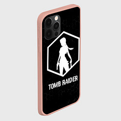 Чехол для iPhone 12 Pro Max Tomb Raider glitch на темном фоне, цвет: 3D-светло-розовый — фото 2