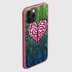 Чехол для iPhone 12 Pro Max Heart brain chip, цвет: 3D-малиновый — фото 2